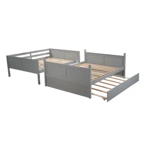 Full Over Full Bunk Bed With Twin Size Trundle - Gray