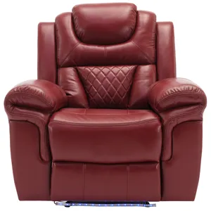 3 Pieces Recliner Sofa Sets Home Theater Seating Manual Recliner Chair With Center Console And Led L