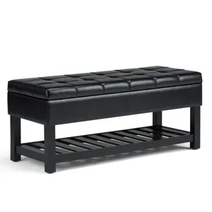 Saxon - Storage Ottoman Bench - Midnight Black