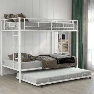 Twin Over Twin Bunk Bed With Trundle - White