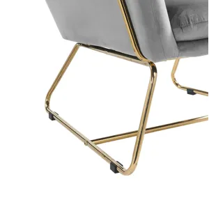 Keira - Velvet Accent Chair With Metal Base - Gray