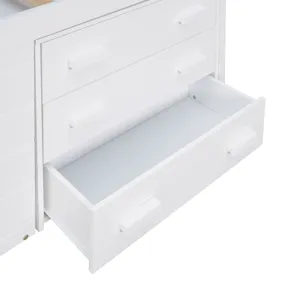 Twin Size Loft Bed With Cabinet And Shelf - White