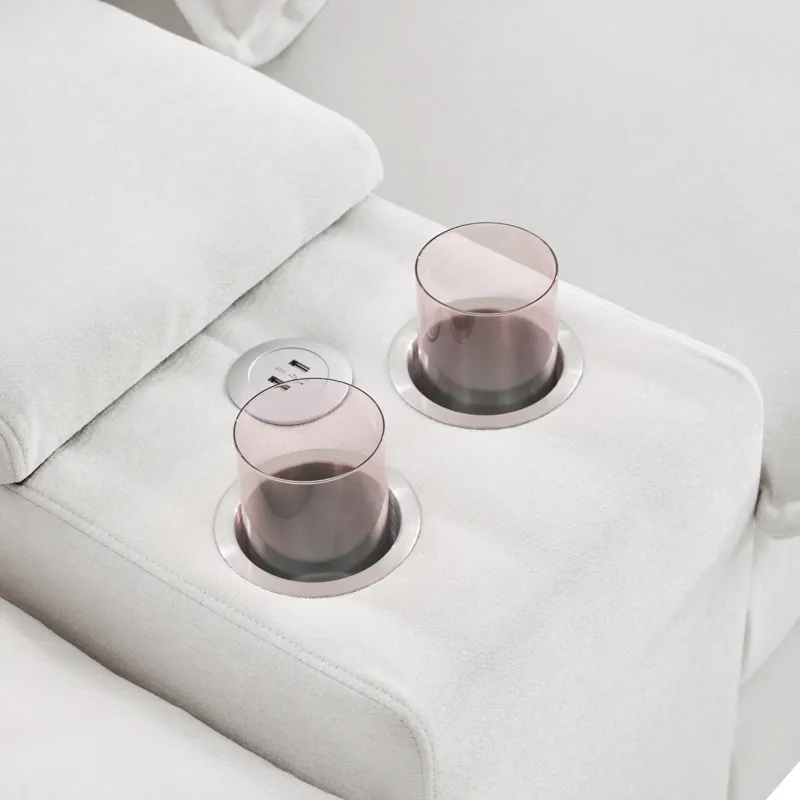 Modern U Shaped Sofa With Console, Cupholders And USB Ports, 6 Seat Upholstered Symmetrical Indoor F