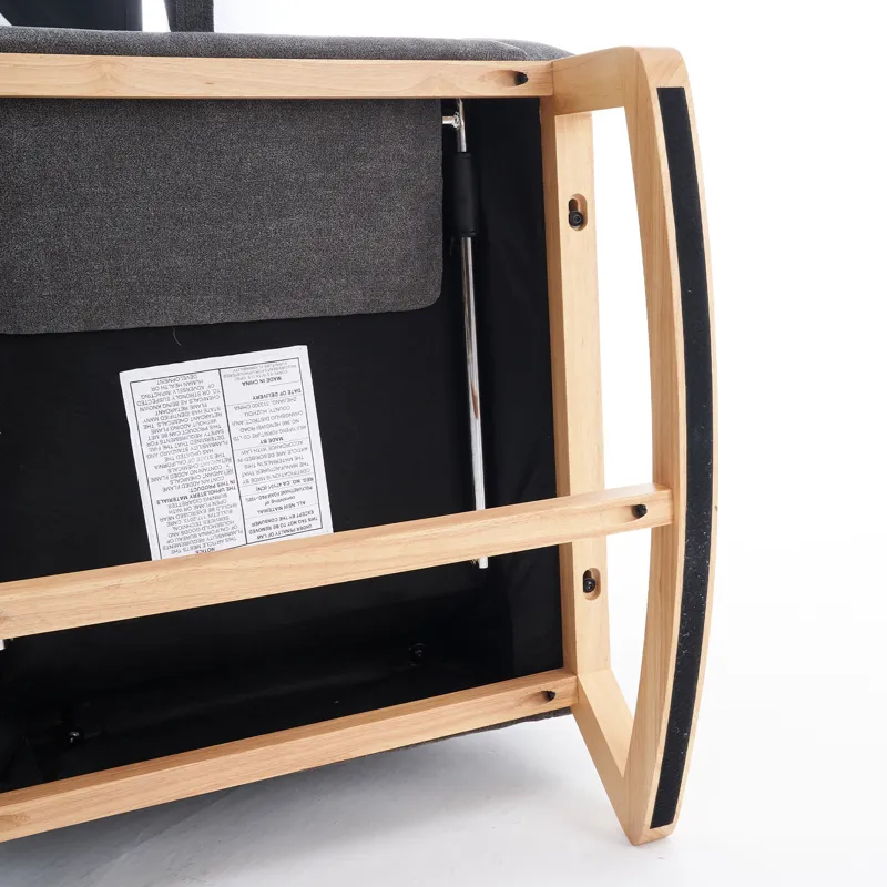 Accent Rocking Chair With Footrest High Back Rubber Wood Rocking Legs Bedroom Living Space - Gray