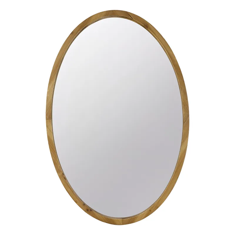 Oval Wall Mirror With Wood Frame, Farmhouse Wood Mirror For Bathroom Entryway Console Lean Against W