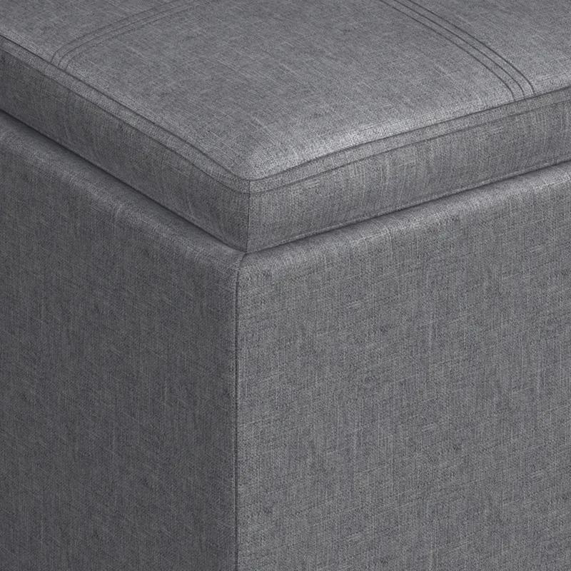 Rockwood - Cube Storage Ottoman with Tray - Slate Grey
