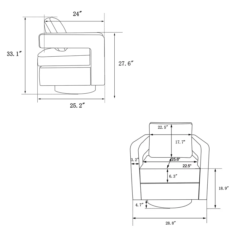 Swivel Barrel Chair For Living Room, 360 Degree Swivel Club Modern Accent Single Sofa Chair, Small L