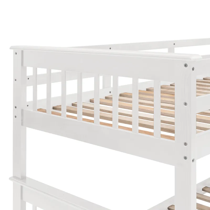 Twin Over Full Stairway Bunk Bed With Drawer, Storage And Guard Rail For Bedroom, Dorm, For Adults -