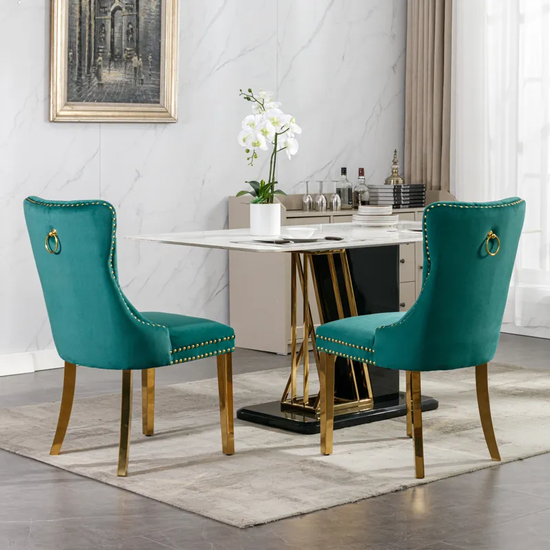 Nikki - Modern, High-End Tufted Solid Wood Contemporary Velvet Upholstered Dining Chair With Golden 