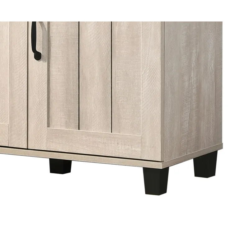 Corby - Oak Finish 3-Door Shoe Cabinet - Dusty Gray