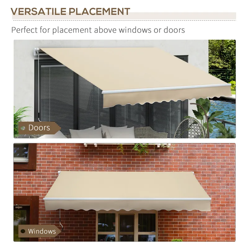 Outsunny - 12\' x 8\' Retractable Awning Patio Awnings Sun Shade Shelter With Manual Crank Handle, 2