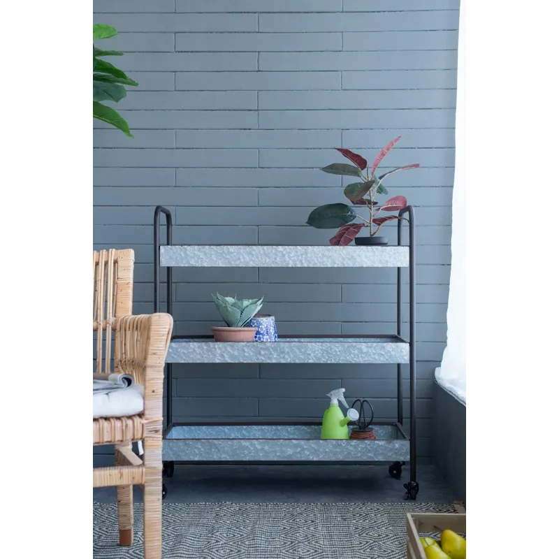 Homestead Galvanized Shelf Display 3 Tier - Metallic Gray