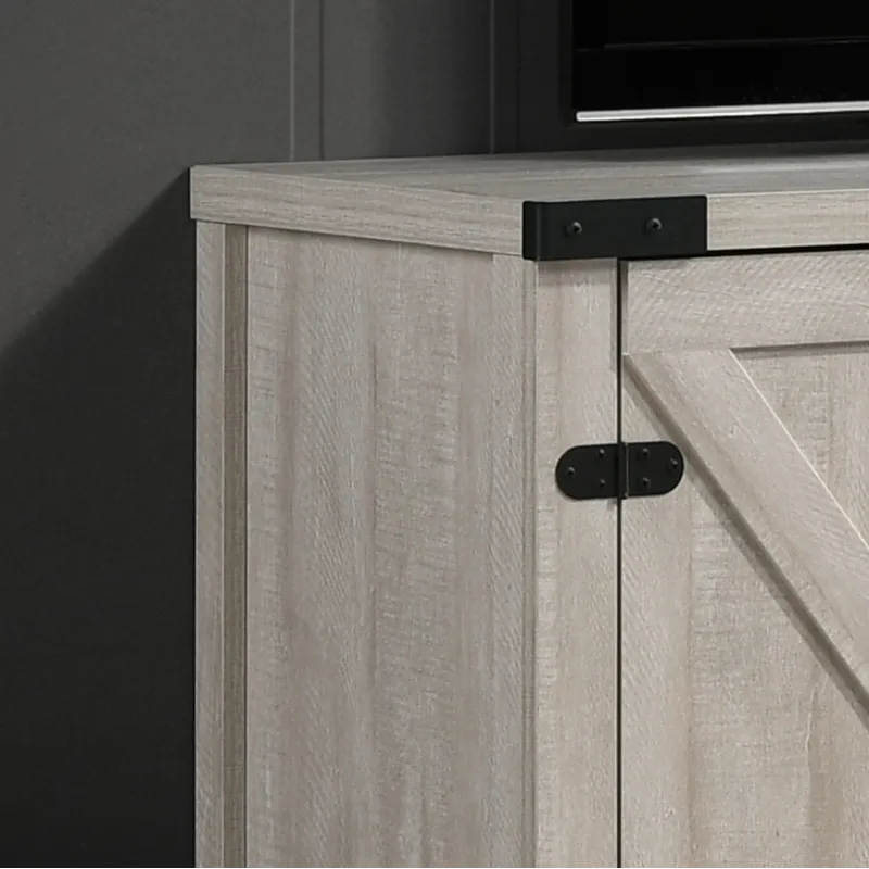 Salma - 58\" Wide TV Stand With 2 Open Shelves And 2 Cabinets - Dusty Gray