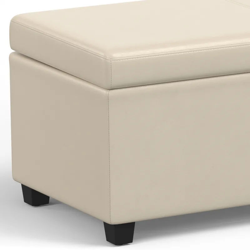 Avalon - Extra Large Storage Ottoman Bench - Satin Cream