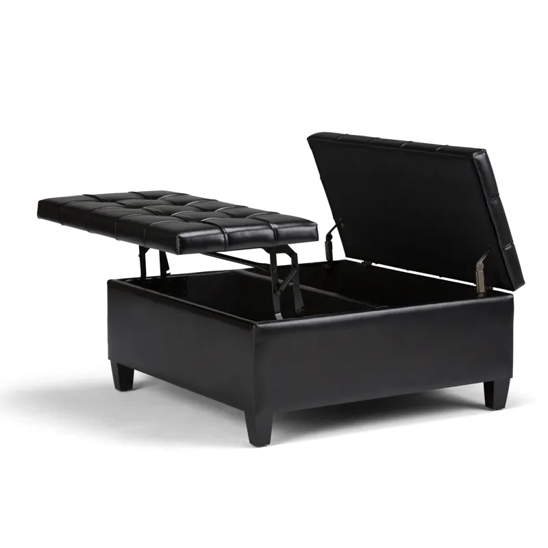 Harrison - Coffee Table Storage Ottoman - Midnight Black