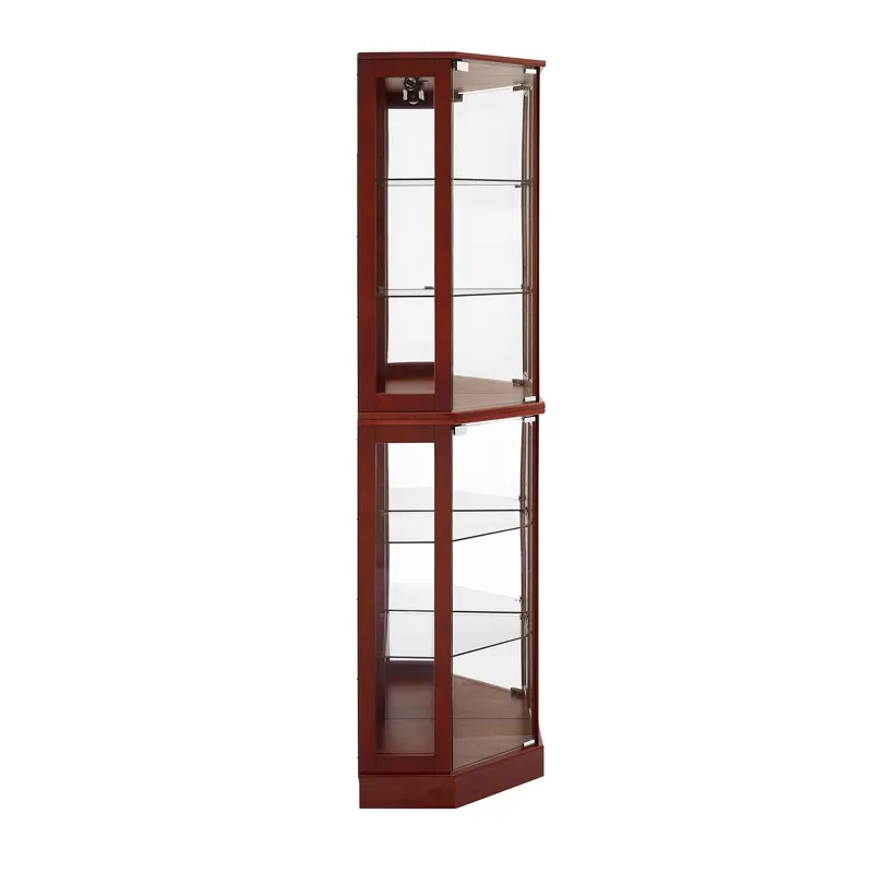 6 Shelf Corner Curio Display Cabinet With Lights, Mirrors And Adjustable Shelves (E26 Light Bulb Not