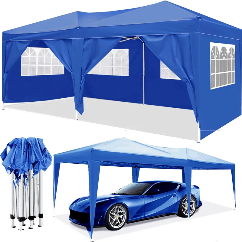 10\'X20\' Ez Pop Up Canopy Outdoor Portable Party Folding Tent With 6 Removable Sidewalls + Carry Ba