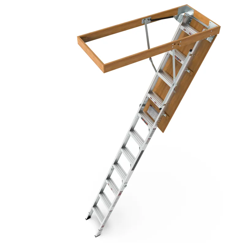Aluminum Attic Ladder 350-Pound Capacity 22 1 / 2\" x 54\" Opening 7-10\' Ceiling - Metallic Gray