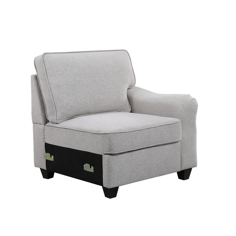 Leo - 7 Piece Modular L-Shape Sectional Sofa And Ottoman - Light Gray Linen