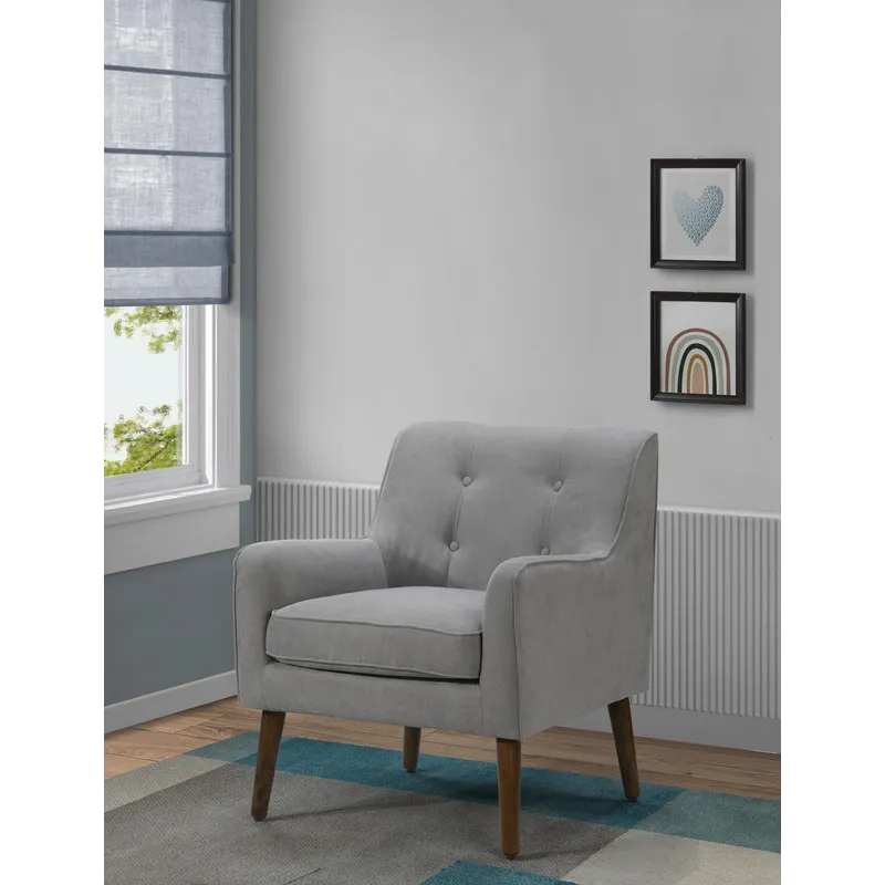 Ryder - Mid Century Modern Woven Fabric Tufted Armchair - Gray