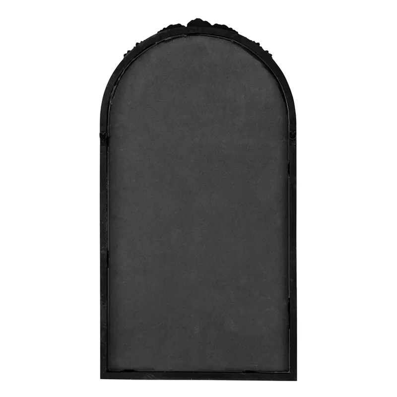 Elos Hand Carved Rose Antique Mirror Frame, Wood Arch Mirror Wall Decor For Living Room, Bathroom, E