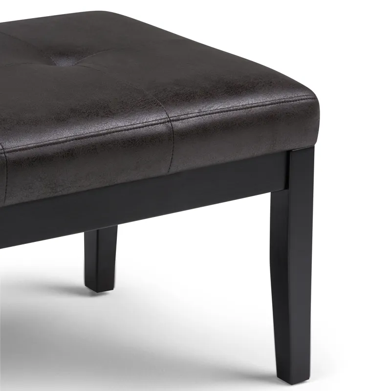 Lacey - Tufted Ottoman Bench - Distressed Black