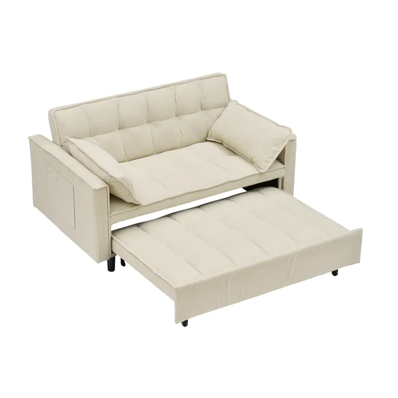 Upholstered Broaching Machine, Plank Support, Upholstered Frame Broaching Machine, Twin Bed - Beige