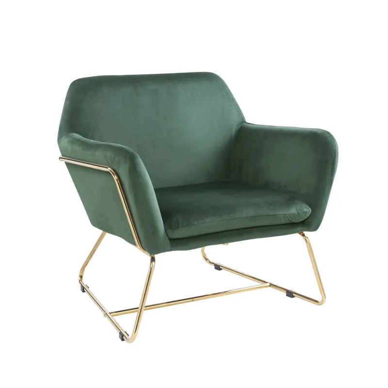 Keira - Velvet Accent Chair With Metal Base - Green