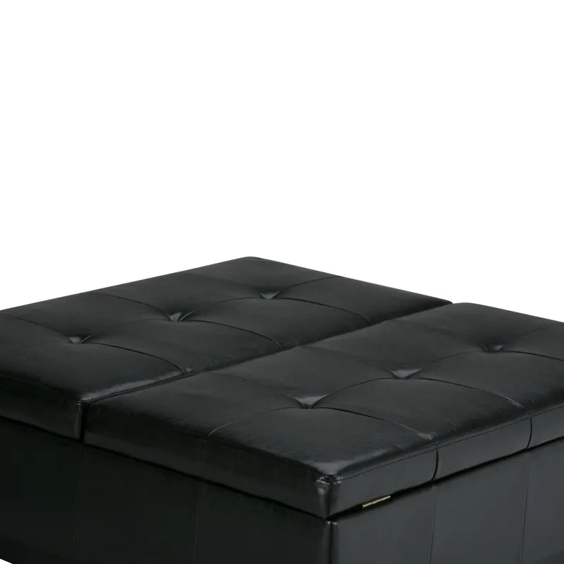 Dover - Square Coffee Table Storage Ottoman - Midnight Black
