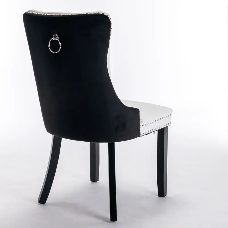 Nikki - Modern, High-End Tufted Solid Wood Contemporary PU And Velvet Upholstered Dining Chair With 