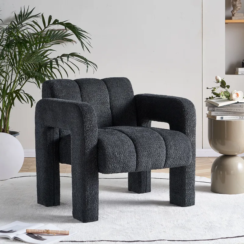 31.10\" Boucle Upholstered Accent Chair - Dark Gray