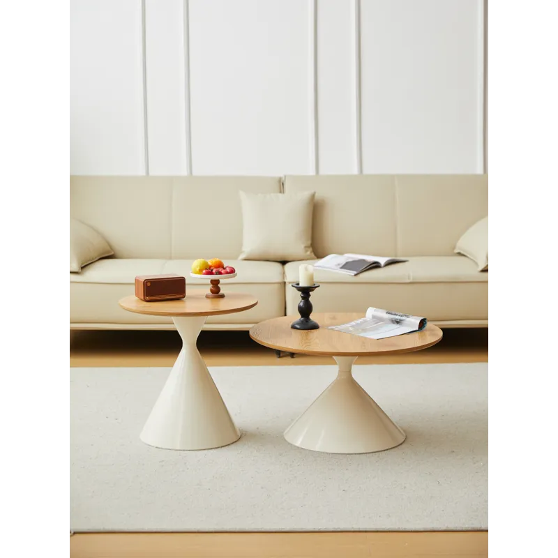 Round Coffee Table - Brown / White