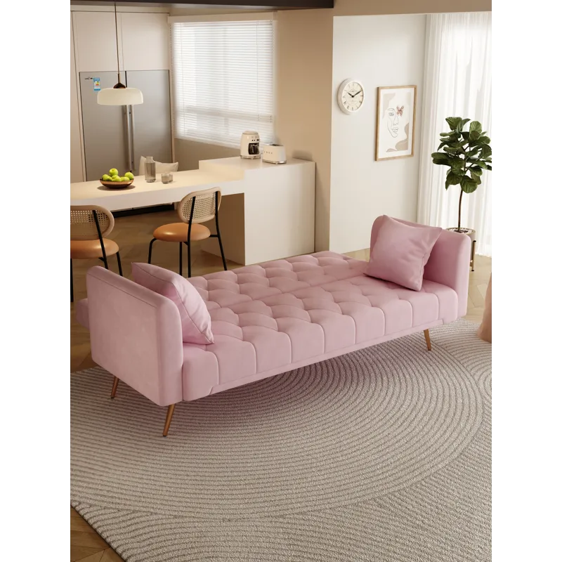 Convertible Double Folding Living Room Sofa Bed - Pink