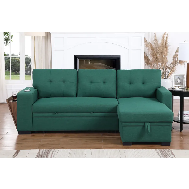 3 Piece Upholstered Sectional - Green