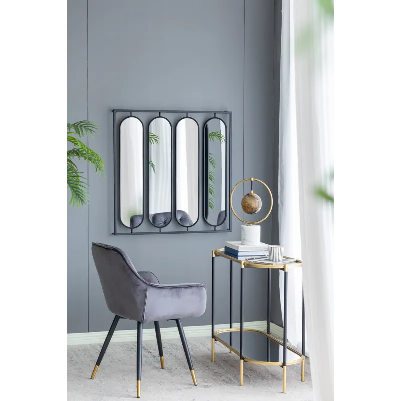 Large Four Oval Wall Mirror With Square Frame, Home Decor For Living Room, Bedroom, Entryway, Office