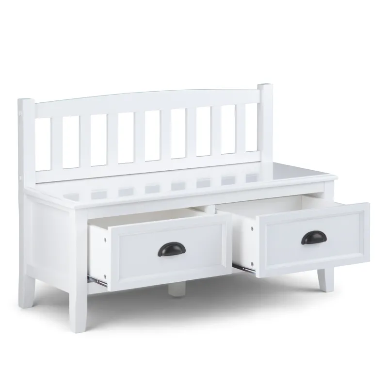 Burlington - Entryway Storage Bench with Drawers - White