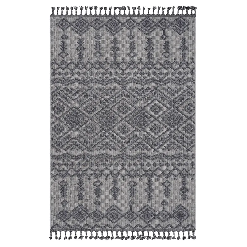 6\' x 9\' Traditional Indoor / Outdoor Area Rug - White / Gray