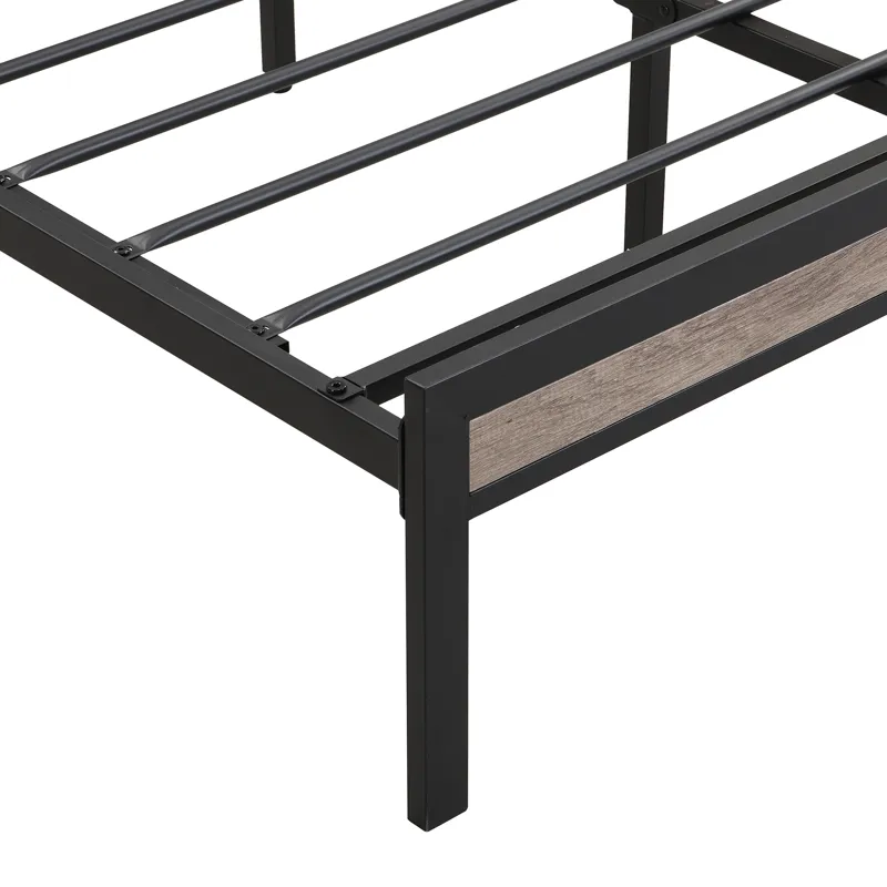 Queen Size Metal Platform Bed Frame With Upholsteryolstery Storage Function Headboard And USB Liner 