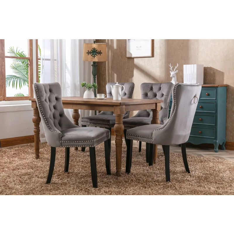 Nikki - Modern, High-End Tufted Solid Wood Contemporary Velvet Upholstered Dining Chair With Wood Le
