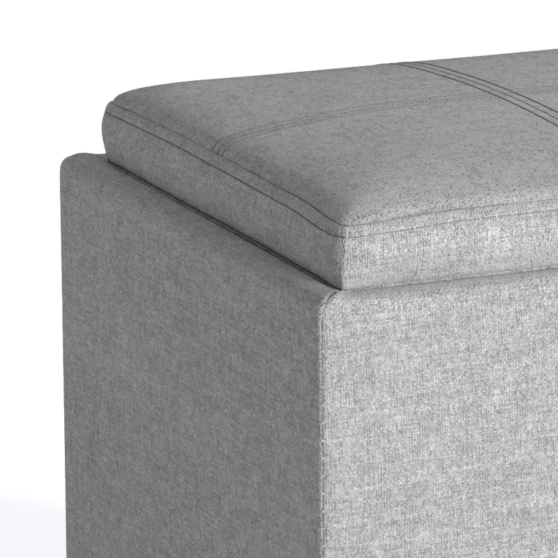 Rockwood - Cube Storage Ottoman with Tray - Cloud Grey