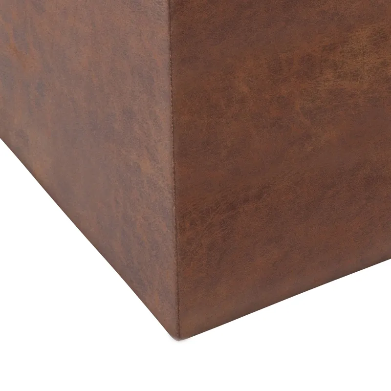 Rockwood - Cube Storage Ottoman with Tray - Distressed Saddle Brown