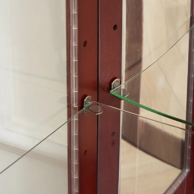 Curio Cabinet Lighted Curio Diapaly Cabinet With Adjustable Shelves And Mirrored Back Panel, Tempere