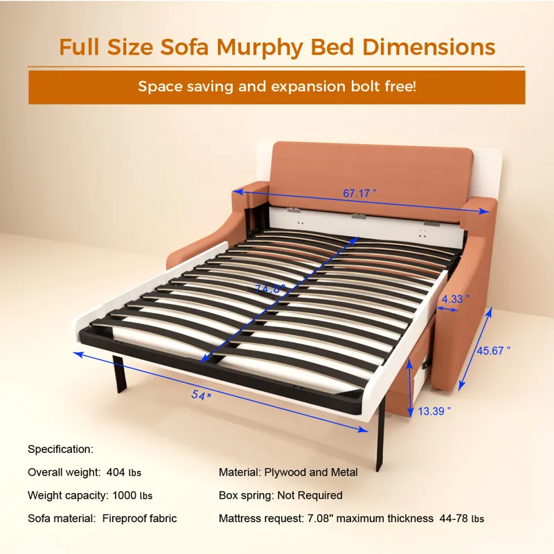 Morden Deisgn Vertical Murphy Bed With Sofa For Bedroom Or Guestroom White Wall Bed Space Saving Hid