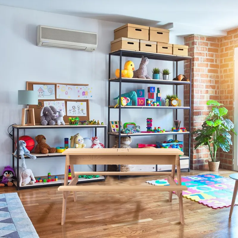 3-In-1 Kids Outdoor Wooden Picnic Table With Umbrella, Convertible Sand & Water, ASTM & CPSIA Certif