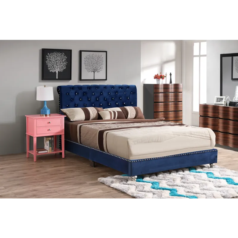 Maxx - G1943-FB-UP Tufted Upholstered Bed - Navy Blue