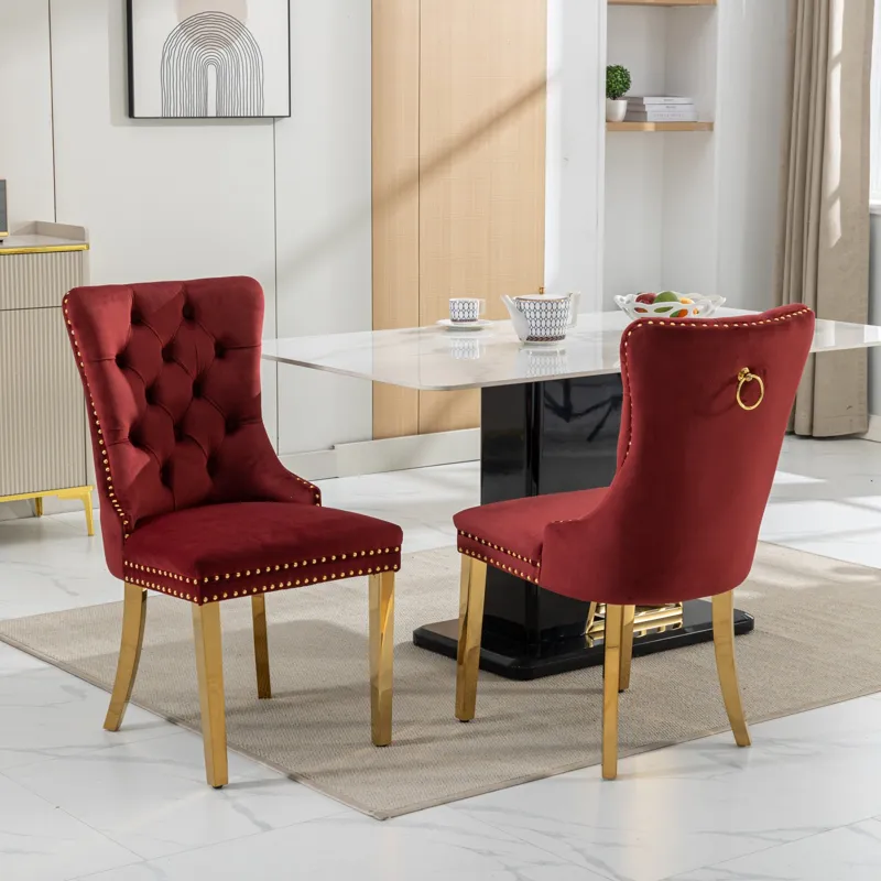 Nikki - Modern, High-End Tufted Solid Wood Contemporary Velvet Upholstered Dining Chair With Golden 