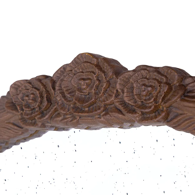 Hand Carved Rose Antique Mirror Frame, Large Arch Mirror Wall Decor For Living Room, Bathroom, Entry