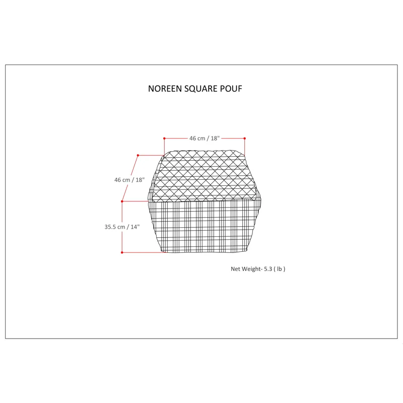 Noreen - Square Pouf - Light Blue / White