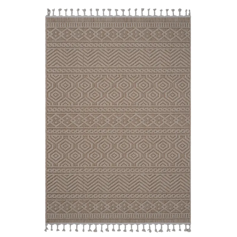 6\' x 9\' Geometric Indoor / Outdoor Area Rug - Mocha