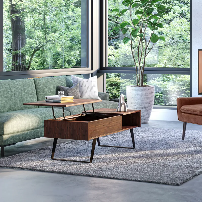 Lowry - Lift Top Coffee Table - Distressed Charcoal Brown